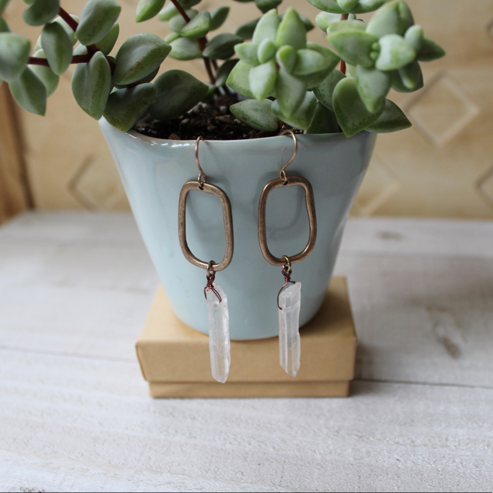 Quartz Crystal Dangle Earrings
